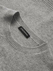 Men's Grey Brushed Sweater with Embroidery
