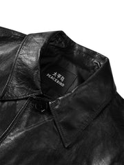 Men's Mid-Length Trench-Style Leather Coat