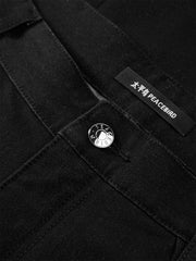 Men's Wide-Leg Jeans with Vintage Faux Leather Patch
