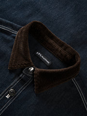 Men's Embroidered Shirt with Corduroy Panels