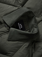 Men's Brown Down Jacket with Corduroy Collar