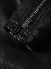 Men's Zip-Detail Moto Leather Jacket