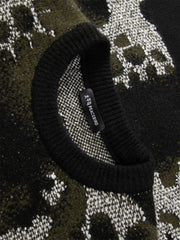 Men's Allover Contrast Floral Jacquard Sweater