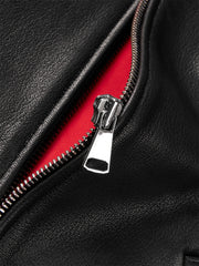 Men's Contrast Short Leather Bomber Jacket