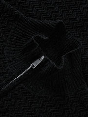 Men's Chenille Jacquard Zip-Up Cardigan