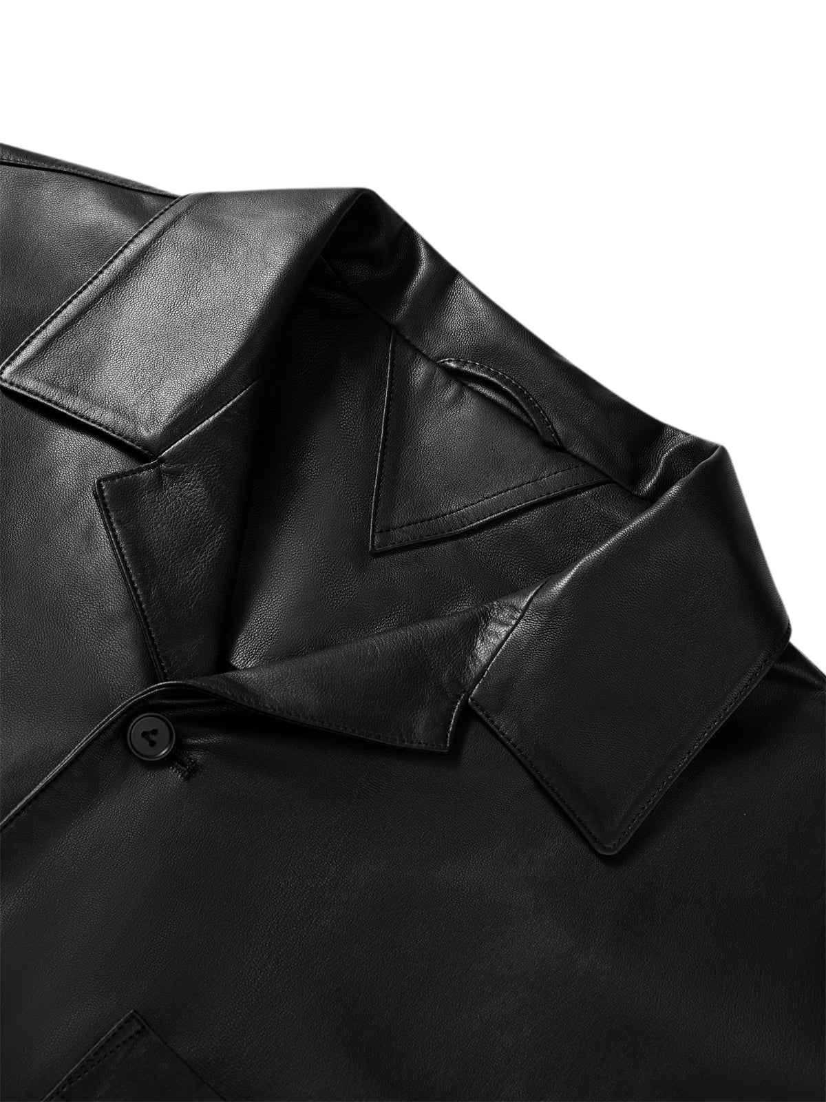 Men's Short Cuban-Collar Leather Jacket