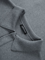 Men's Solid Color Polo-Collar Sweater