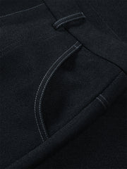 Men's Vintage Contrast-Stitched Wide-Leg Faux Denim Pants
