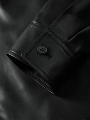 Men's Short Cuban-Collar Leather Jacket