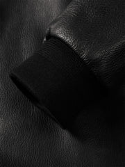 Men's Contrast Short Leather Bomber Jacket