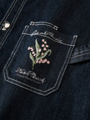 Men's Embroidered Shirt with Corduroy Panels