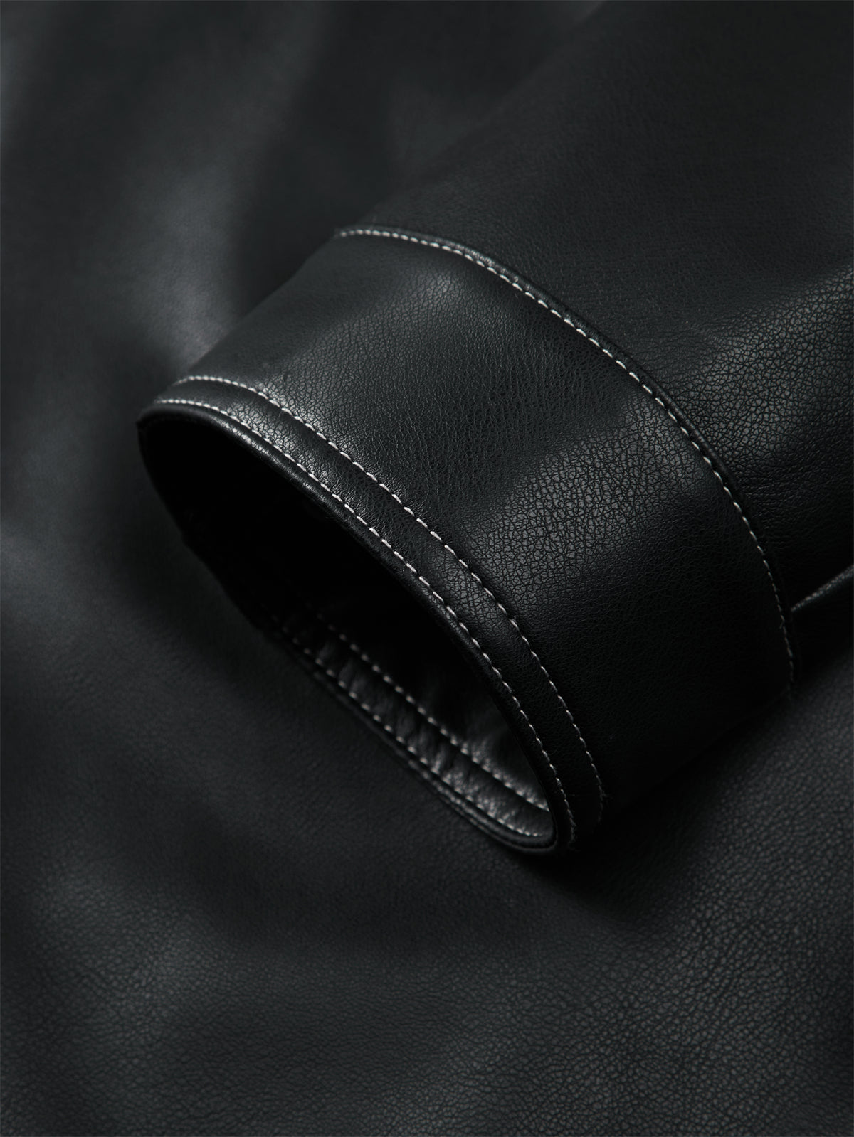 Men's Contrast-Stitch PU Leather Jacket