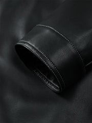 Men's Contrast-Stitch PU Leather Jacket