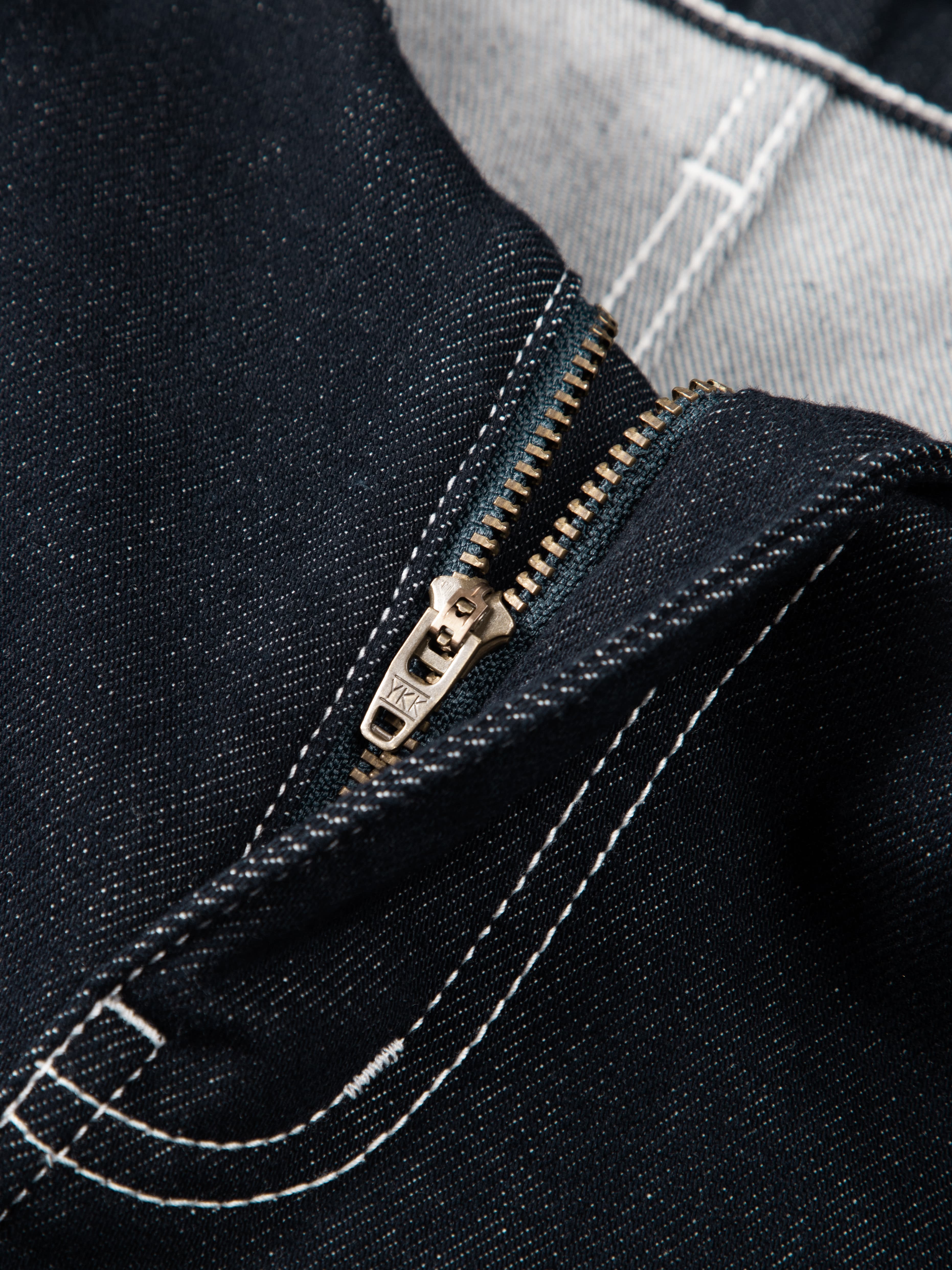 Men's Warm Contrast-Stitch Straight Jeans