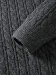 Men's Cable-Knit Contrast-Stripe Sweater