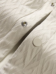 Men's Beige 3D Jacquard Down Shirt Jacket