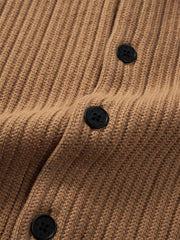 Men's Brown Textured Wool Knit Cardigan