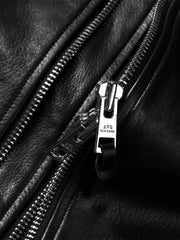 Men's Zip-Detail Moto Leather Jacket