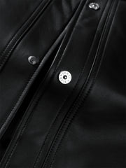 Men's Embossed Short Leather Jacket with Down Liner