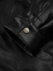Men's PU Padded Jacket with Faux Fur Collar