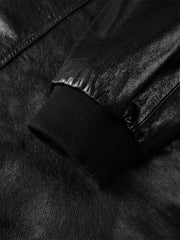 Men's Waxed Leather Bomber Jacket