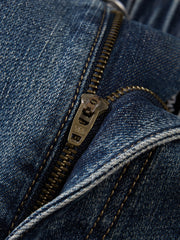 Men's Elastic-Waist Straight Jeans