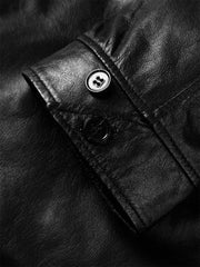 Men's Mid-Length Trench-Style Leather Coat