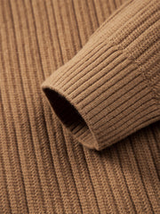 Men's Brown Textured Wool Knit Cardigan