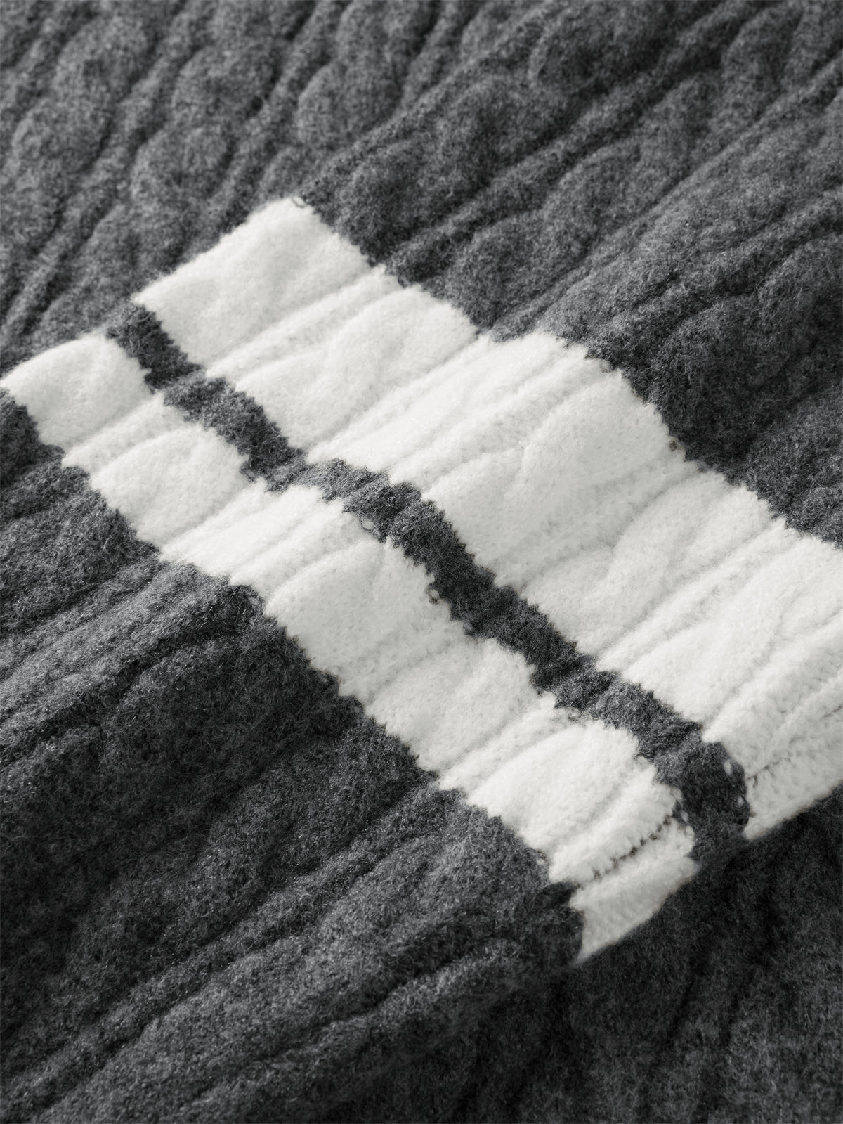 Men's Cable-Knit Contrast-Stripe Sweater