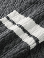 Men's Cable-Knit Contrast-Stripe Sweater