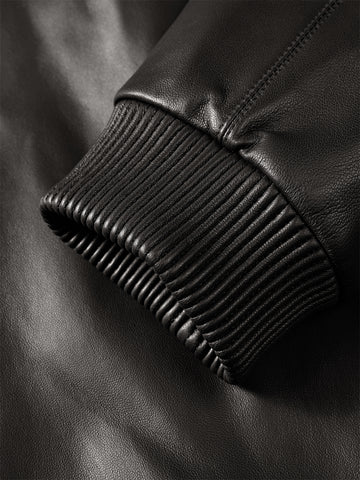 Men's Brown Stand-Collar Leather Jacket
