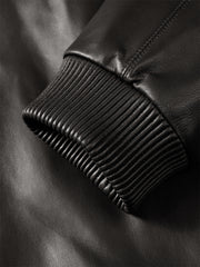 Men's Brown Stand-Collar Leather Jacket