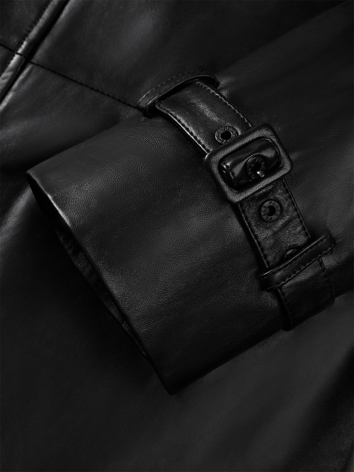 Men's Long Double-Breasted Leather Coat