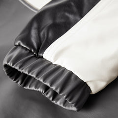 Men's Contrast Color PU Leather Jacket