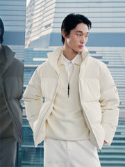 Men's Allover Letter Embossed Down Jacket