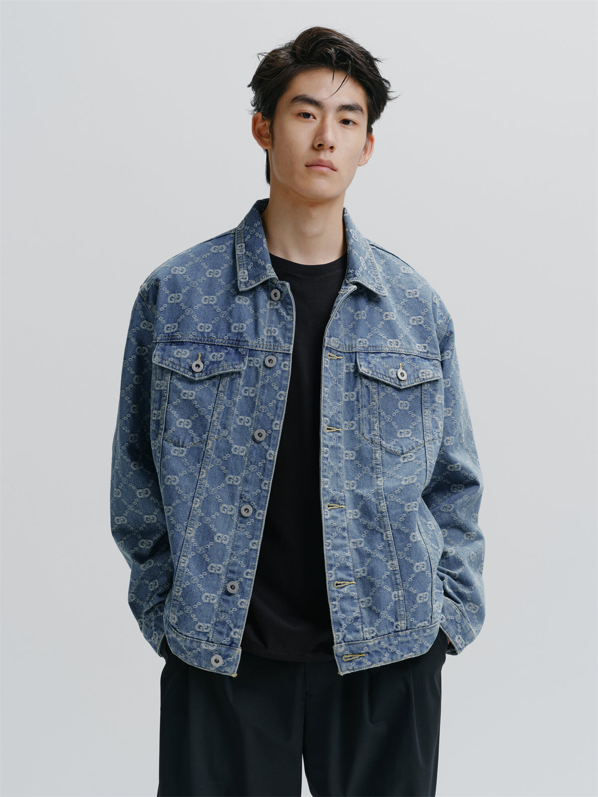 Men's Vintage Jacquard Denim Jacket