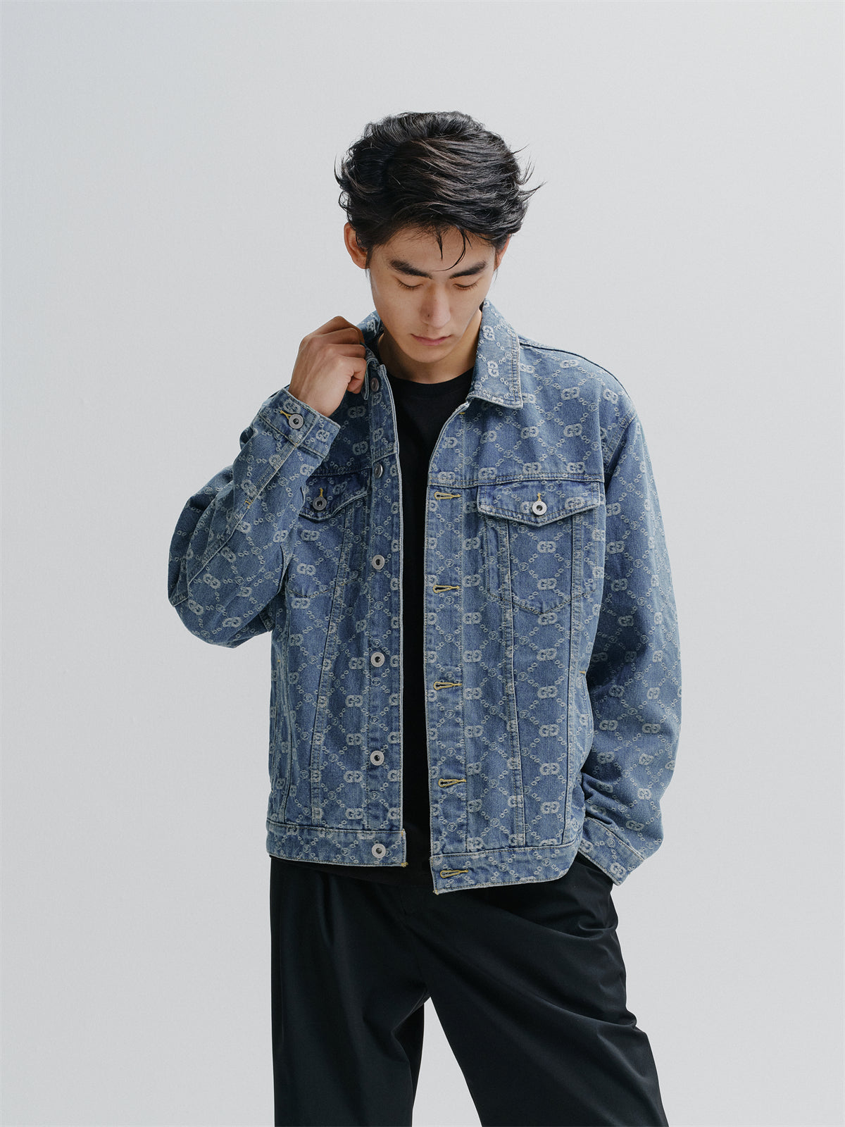 Men's Vintage Jacquard Denim Jacket