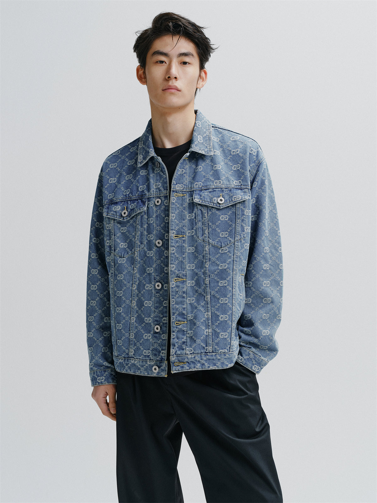 Men's Vintage Jacquard Denim Jacket