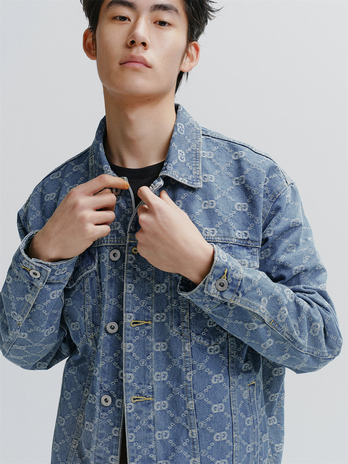 Men's Vintage Jacquard Denim Jacket