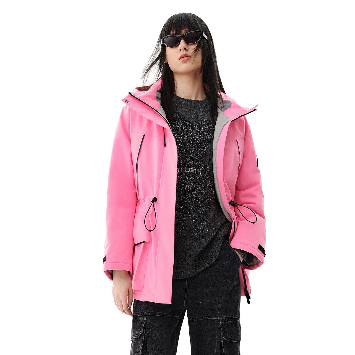 Women's drawstring waist puffer parka jacket