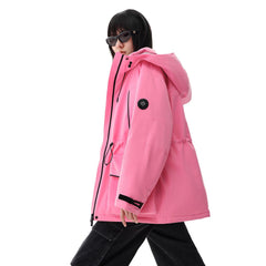 Women's drawstring waist puffer parka jacket