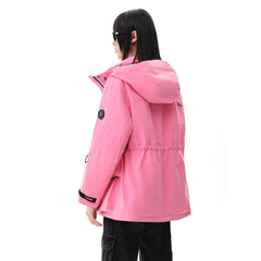 Women's drawstring waist puffer parka jacket