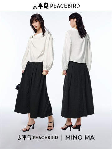 Peacebird Women *US Final Sale* Women's Asymmetrical Ruched Blouse