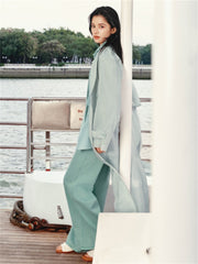 Women's Textured Acetate-Blend Lightweight Trench Jacket