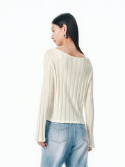 Women's Flared Sleeve Knit Top in Lyocell-Silk Blend