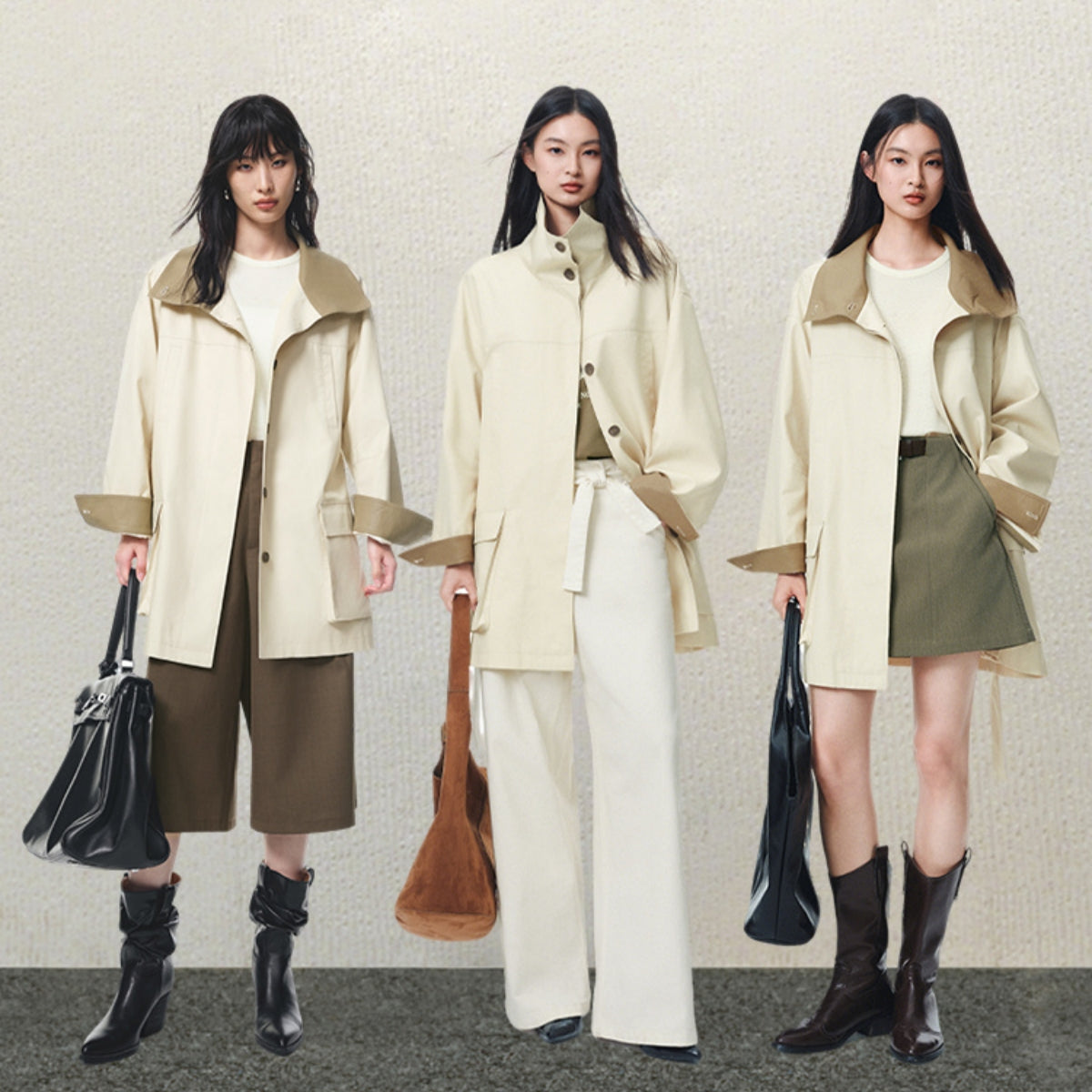 Women's Asymmetric Trench Jacket in Contrast Colors