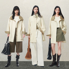 Women's Asymmetric Trench Jacket in Contrast Colors