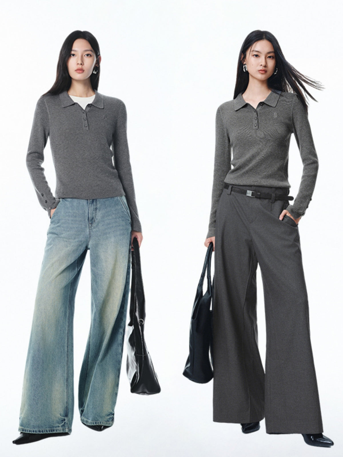 Women's Slim Fit Polo-Collar Knit Sweater