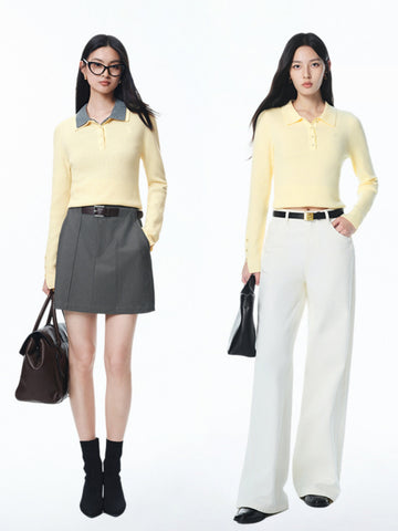 Peacebird Women *US Final Sale* Women's Slim Fit Polo-Collar Knit Sweater