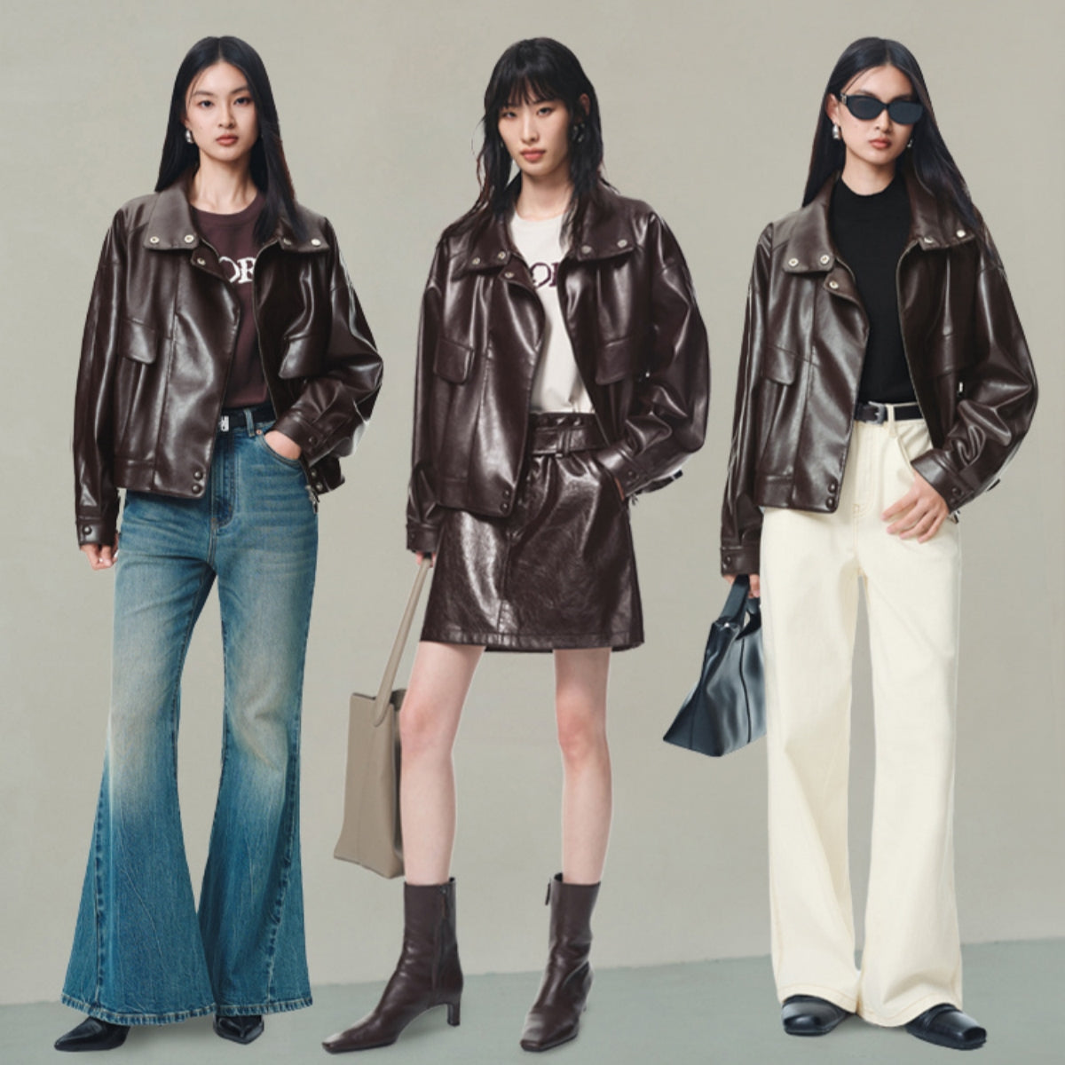 Women's Textured PU Oversized Jacket